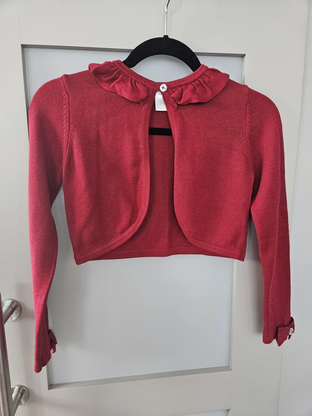 Gymboree Red Ruffle Collar Cropped Cardigan